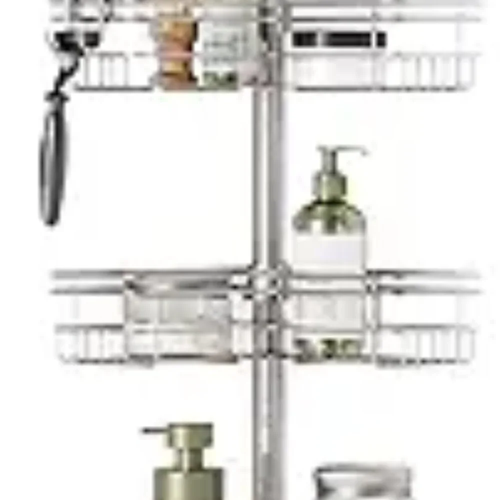Home Tension Pole Shower Caddy, Adjustable Corner Shower Storage System